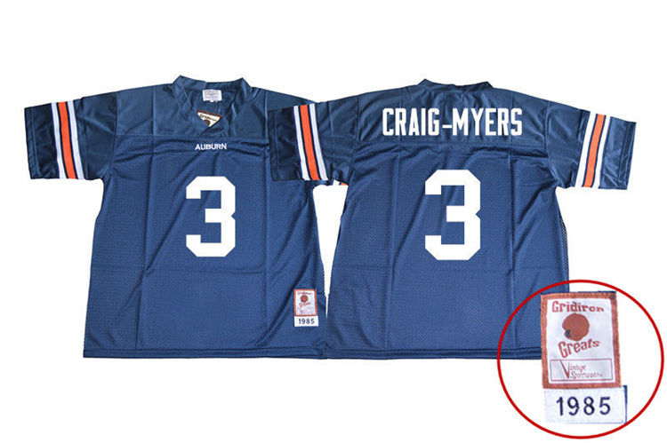 1985 Throwback Youth #3 Nate Craig-Myers Auburn Tigers College Football Jerseys Sale-Navy - Click Image to Close